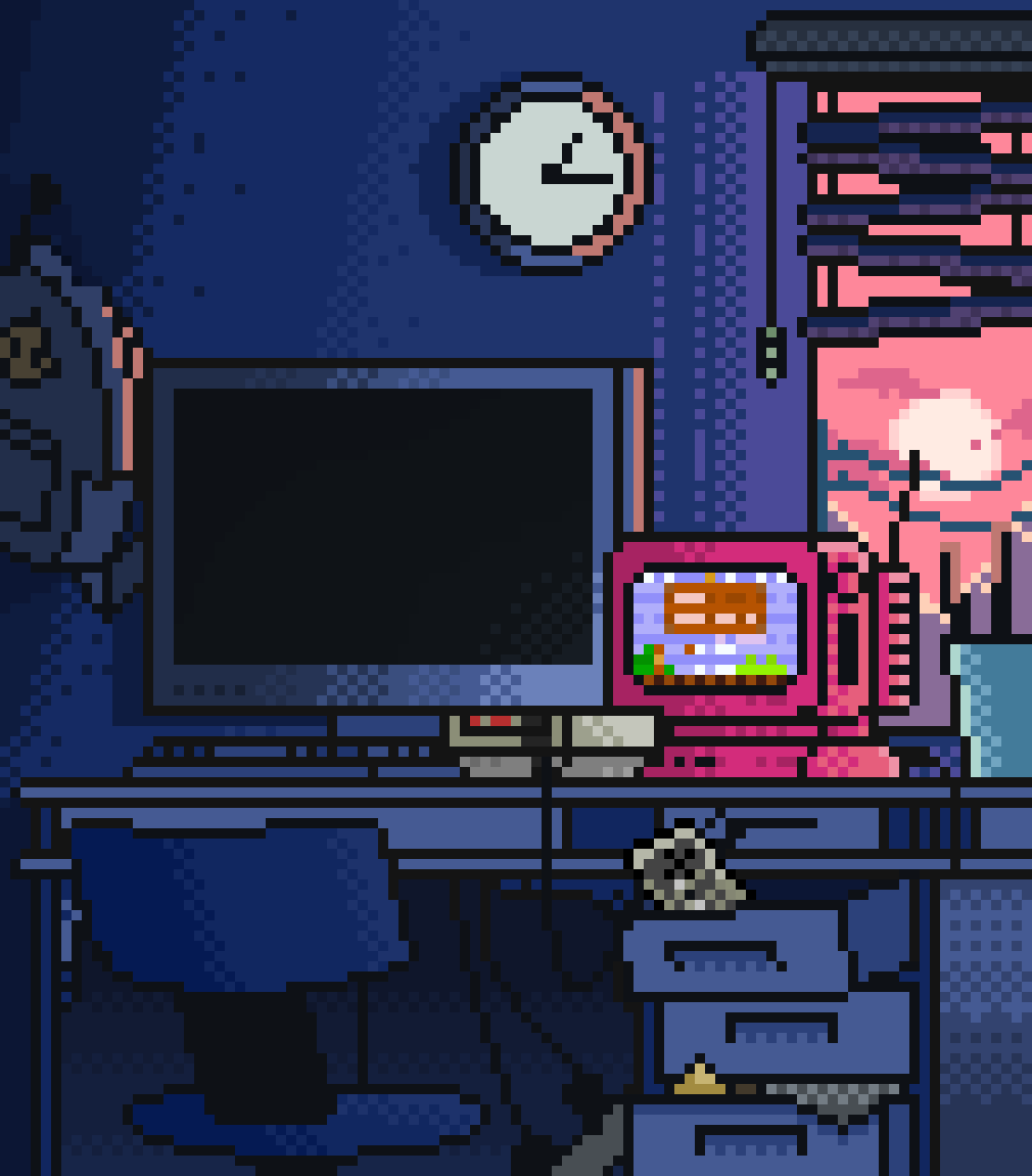 Pixel Art Bureau avec ordinateur personnel Pixel Art d'un Bureau avec un ordinateur dans une chambre